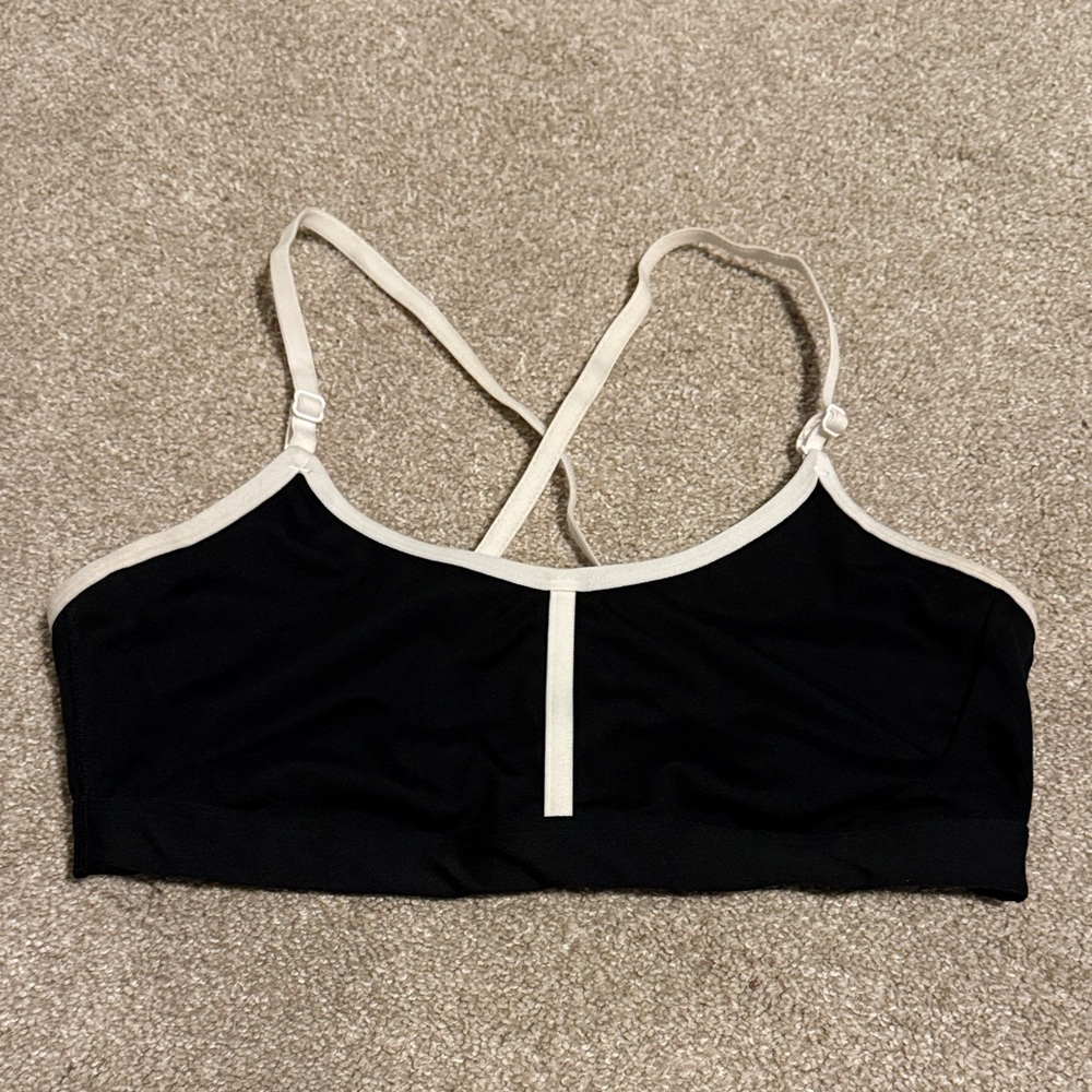 All in Motion black and white racerback strappy sports bra